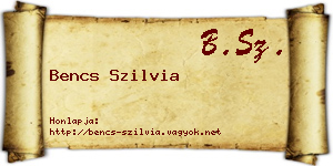 Bencs Szilvia névjegykártya